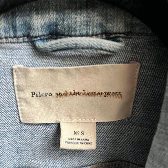 Pilcro and the Letterpress Anthropologie denim jean vest Sz S - Picture 5 of 7